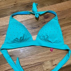 Aqua sparkly push up bikini top